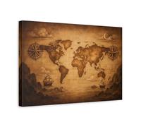 Maps World Vintage - Canvas Wall Art Print 18×12 inch (45×30 cm) - Horizontal / 1.25 inch (3 cm)