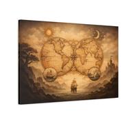 Maps World Vintage - Canvas Wall Art Print 30×20 inch (75×50 cm) - Horizontal / 1.25 inch (3 cm)