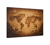 Maps World Vintage - Canvas Wall Art Print 30×20 inch (75×50 cm) - Horizontal / 1.25 inch (3 cm)