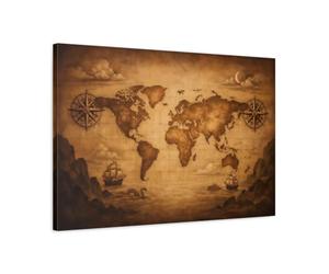 Maps World Vintage - Canvas Wall Art Print 30×20 inch (75×50 cm) - Horizontal / 1.25 inch (3 cm)