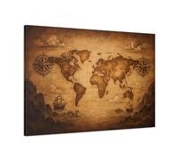 Maps World Vintage - Canvas Wall Art Print 36×24 inch (90×60 cm) - Horizontal / 1.25 inch (3 cm)
