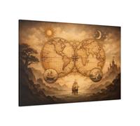 Maps World Vintage - Canvas Wall Art Print 48×32 inch (120×80 cm) - Horizontal / 1.25 inch (3 cm)