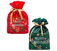 MAQA 10 pcs Porte-panettone de Noël Joyeux Noël 38x42 cm, Shopper pour panettone en TNT rouge ou vert, Sacs à panettone et porte-gâteaux avec ruban Rosso