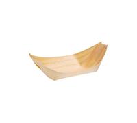 MAQA 100 pcs Barquettes en bois biodégradables, bols en bois en forme de bateau pour l'apéro Snack Stuzzichini 11.5x7x2 cm/1