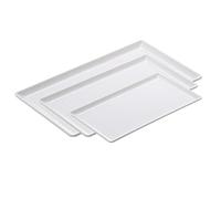 MAQA 1pc Plateau rectangulaire en mélamine avec bords, plateau blanc sans poignées différentes tailles, plateau de service pour restaurants et cafés 26x32 cm
