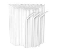 Maqa - 250 Pailles souples compostables en PLA blanc, 24 cm Ø7 mm - Avec articulation - Alternatives écologiques aux pailles en plastique - Usage professionnel et domestique