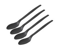 MAQA 50 pcs Cuillères pla noires réutilisables, cuillère compostable 16 cm, ensemble de couverts cuillère bio noire