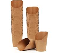 MAQA 50 pcs gobelets à frites H 10 et 13,5 cm, récipient à pop-corn en papier kraft 250-500 ml, porte-frites de fête 13.5x6 cm