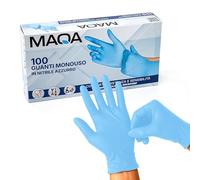 MAQA - Gants jetables en nitrile bleu 100 pièces | sans latex et poudre | Idéal pour un usage médical, alimentaire, nettoyage, esthétique (XL)