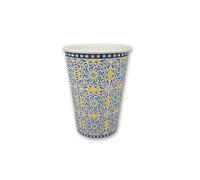 MAQA Lot de 50 gobelets en papier 200 ml - motif côte bleu Amalfi - Verres compostables et biodégradables pour café, eau et fêtes - Idéal pour les anniversaires et les événements