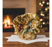 Maqa Papier pour Panettone Noël Or Ø98 cm - Lot de 10 cercles perlés résistants, recyclables, fabriqués en Italie, emballage élégant avec inscriptions festives