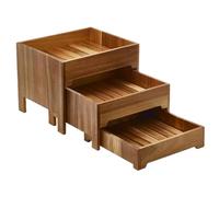 MAQA Présentoir de Buffet en Acacia avec tiroirs, Caisses de Nourriture en Bois 43x35,5x33 cm, Porte-Fruits de Table Moderne