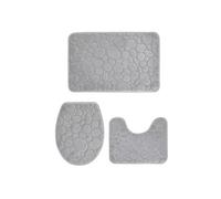 MAQDDO 3pcs/Set Solid Color Simple Bathroom Water-Absorbing and Non-Slip Floor Mat Stone Pattern, Comfortable and Soft, Three-Piece Set pour Salle(Color 1)