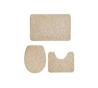 MAQDDO 3pcs/Set Solid Color Simple Bathroom Water-Absorbing and Non-Slip Floor Mat Stone Pattern, Comfortable and Soft, Three-Piece Set pour Salle(Color 2)