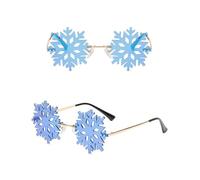 MAQDDO 5 pièces randonnée flocon de neige femmes sans monture Vintage mâle Unique nuances noël lunettes fête For Birthday Party(Blue)