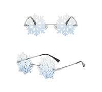 MAQDDO 5 pièces randonnée flocon de neige femmes sans monture Vintage mâle Unique nuances noël lunettes fête For Birthday Party(Clear blue)