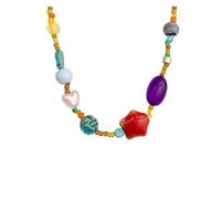MAQDDO 6pcs Ceramic Glass Bead Necklace Pour Femmes | Small fresh, sweet and versatile clavicle chain