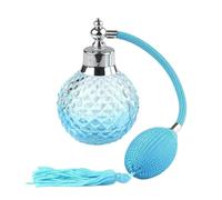 MAQDDO Bouteille de parfum en cristal Vintage 100ml, atomiseur à Long jet, bouteilles verre rechargeables avec pompon, cadeau for femme et dame per Rangement(Blue)