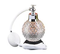 MAQDDO Bouteille de parfum en cristal Vintage 100ml, atomiseur à Long jet, bouteilles verre rechargeables avec pompon, cadeau for femme et dame per Rangement(White)