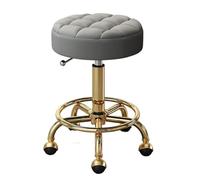MAQDDO Chaise hydraulique roulante, Tabouret de Salon beauté, Coiffure, à roulettes, for Tatouage, Meubles commerciaux pivotants pour Accueil(Golden Grey)