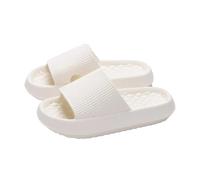 MAQDDO Chaussons D'éTé Pour Femmes Pantoufles d'été souples antidérapantes de 4 cm for femmes, diapositives épaisses confortables for femme, couple, salle de bain, maison(White,44-45)