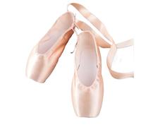 MAQDDO Chaussures de Ballet à Pointe avec Semelle en Cuir for Femmes, Chaussures de Ballet en Satin avec Rubans for Ballerine pour Femme(33(Foot 20.5cm))