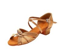 MAQDDO Chaussures de Danse for Filles et Femmes, Chaussures Latines for Salle Bal, Tango Moderne, for Spectacle, Sandales Salsa, Talon 3.5CM pour Femmes(Beige,28 (19cm))