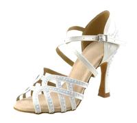MAQDDO Chaussures de Danse Latine cloutées Diamants for Femmes, Chaussures à Talons Hauts et Semelles Souples, Sandales pour Femmes(7.5CM_41)
