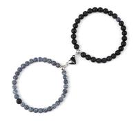 MAQDDO Lot de 2 bracelets en perles pierre for couple, extensibles connectés forme cœur for femmes et hommes, bijoux pour Décoration(Set-10)