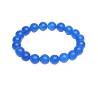 MAQDDO Lot de 2 bracelets extensibles en perles rondes lisses quartzite bleue for femmes, bijoux pierre, 6/8/10/12 mm pour Décoration(8mm)