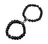 MAQDDO Lot de 2 bracelets perles for amoureux, pierre, distance, cœur, aimant, couple, amitié, mode, bijoux, cadeau pour Décoration(Black)
