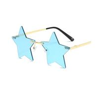 MAQDDO Lunettes de soleil en forme d'étoile, 5 pièces, pentagramme drôle, décoration noël, lunettes sans bords for fête For Birthday Party(Gold-Blue)