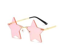 MAQDDO Lunettes de soleil en forme d'étoile, 5 pièces, pentagramme drôle, décoration noël, lunettes sans bords for fête For Birthday Party(Gold-Pink)