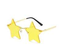 MAQDDO Lunettes de soleil en forme d'étoile, 5 pièces, pentagramme drôle, décoration noël, lunettes sans bords for fête For Birthday Party(Gold-Yellow)