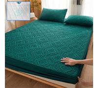 MAQDDO Protège-Matelas matelassé imperméable Housse de Matelas Respirante Souple sans taie d'oreiller pour Accueil(Green,Twin 39x75x12inch)