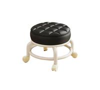 MAQDDO PU Leather Rolling Stool with Wheels - Portable Round Moistur Thickened Seat Cushion, Low Profile pour Accueil(Color 1)