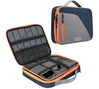 MAQDDO Sac De Rangement Câbles Électroniques Épais Double Couche 11.6 Pouces, 1 Pièce, Étui Portable for Disques Durs, Charge pour CâBle(Grey with Blue)
