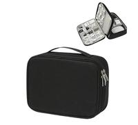 MAQDDO Sac de Rangement Chargeur Ligne données Portable, Organisateur câbles Voyage, Sac étanche, électronique numérique pour CâBle(Double Layer Black)