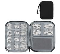 MAQDDO Sac de Rangement for Accessoires électroniques, Sac for câbles USB, Mallette for numériques, for Disque Dur et Batterie Externe pour CâBle(Large Black)