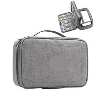 MAQDDO Sac de Rangement for Accessoires électroniques Voyage, 2 pièces, Polyvalent/Organisateur, étui for Batterie Externe, Disque Dur, Chargeur pour CâBle(Double Layer Grey)