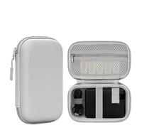 MAQDDO Sac de Rangement Gadgets numériques, 2 pièces, Mini Coque Rigide Portable, Sac en Cuir Artificiel, Organisateur Disque U pour CâBle(Rectangle-Gray-L)