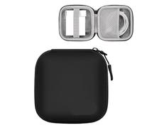 MAQDDO Sac de Rangement Gadgets numériques, 2 pièces, Mini Coque Rigide Portable, Sac en Cuir Artificiel, Organisateur Disque U pour CâBle(Square-Black-L)