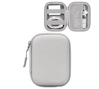 MAQDDO Sac de Rangement Gadgets numériques, 2 pièces, Mini Coque Rigide Portable, Sac en Cuir Artificiel, Organisateur Disque U pour CâBle(Rectangle-Gray-S)