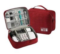 MAQDDO Sac de Voyage numérique séparé Grande capacité et Multifonctionnel, 2 pièces, Sac Rangement câbles données Mobiles, Batterie Externe pour CâBle(Red)