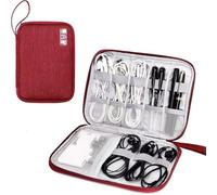 MAQDDO Sacs de Rangement câbles, 2 pièces, Kit système, étui, Chargeur, Fil données, Stylo, Batterie Externe, Gadgets numériques pour CâBle(Red)
