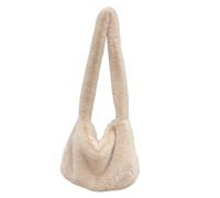 MAQDDO Sacs messager en fausse fourrure douce for femmes, sac à bandoulière peluche de grande capacité, Simple, couleur unie, sacs main moelleux pour Femme(Beige)