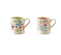 MAQDDO Tasses à café imprimées de fleurs 370ml, 2 pièces, tasse créative for boisson, petit déjeuner, jus lait, mignon graffiti, d'eau for la maison, verres Pour Couples