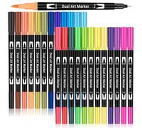 Maqhpu Feutres Coloriage Adulte, 24 Couleurs Double Pointe Fine Feutre Aquarelle, Feutres Coloriage Enfants, Stylos Pinceau pour Bullet Journal, Dessin, Scrapbooking, Fournitures