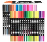Maqhpu Feutres Coloriage Adulte, 36 Couleurs Double Pointe Fine Feutre Aquarelle, Feutres Coloriage Enfants, Stylos Pinceau pour Bullet Journal, Dessin, Scrapbooking, Fournitures