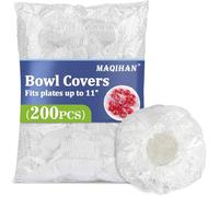 MAQIHAN Lot de 200 couvercles de bol pour la préparation du pain - Emballage en plastique moyen pour la cuisson au levain, élastiques et réutilisables - Sacs de conservation des aliments frais pour